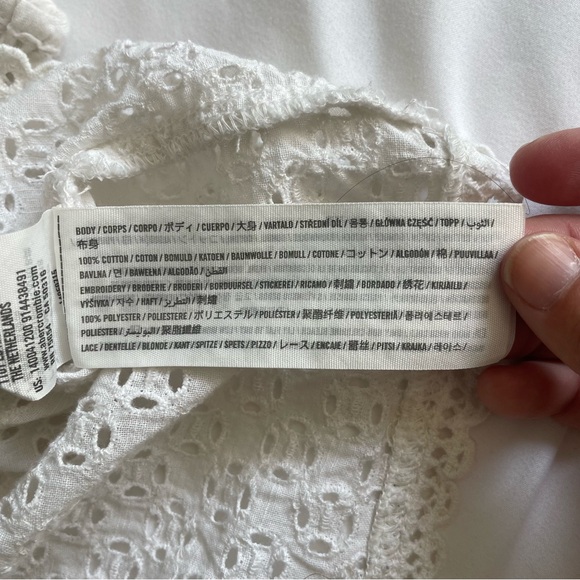 Abercrombie & Fitch Eyelet Embroidered Button Up Back Puff Sleeve Blouse - Picture 9 of 12